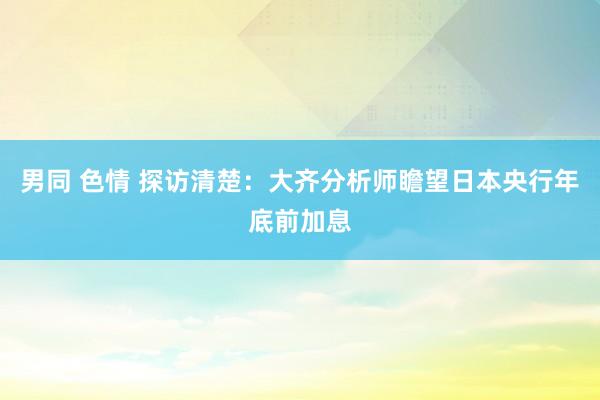 男同 色情 探访清楚：大齐分析师瞻望日本央行年底前加息