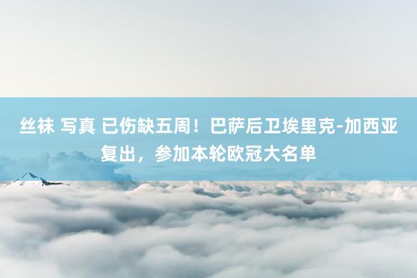 丝袜 写真 已伤缺五周！巴萨后卫埃里克-加西亚复出，参加本轮欧冠大名单