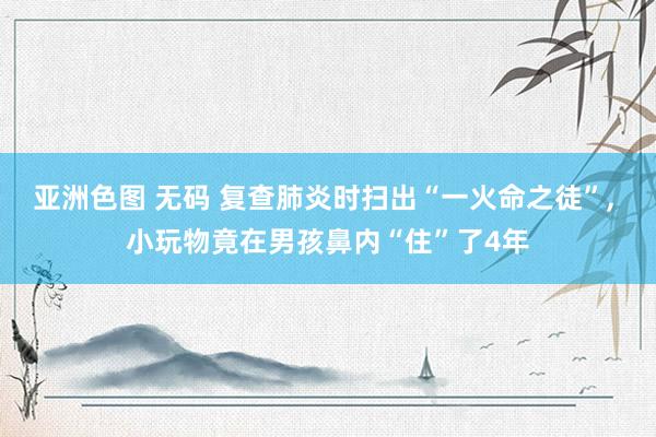 亚洲色图 无码 复查肺炎时扫出“一火命之徒”, 小玩物竟在男孩鼻内“住”了4年