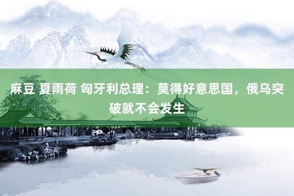麻豆 夏雨荷 匈牙利总理：莫得好意思国，俄乌突破就不会发生