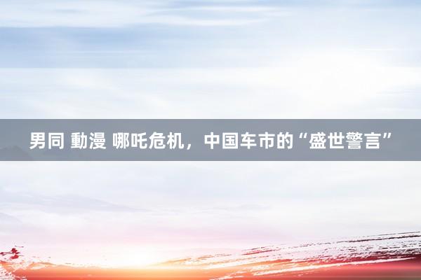 男同 動漫 哪吒危机，中国车市的“盛世警言”