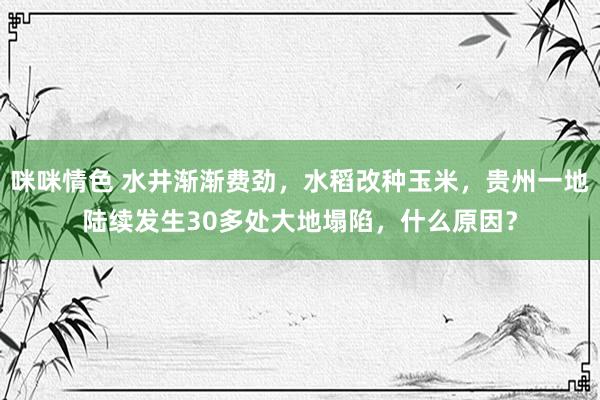 咪咪情色 水井渐渐费劲，水稻改种玉米，贵州一地陆续发生30多处大地塌陷，什么原因？