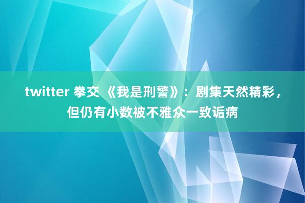 twitter 拳交 《我是刑警》：剧集天然精彩，但仍有小数被不雅众一致诟病