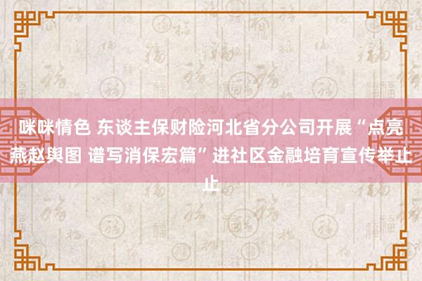 咪咪情色 东谈主保财险河北省分公司开展“点亮燕赵舆图 谱写消保宏篇”进社区金融培育宣传举止