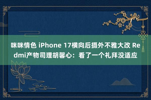 咪咪情色 iPhone 17横向后摄外不雅大改 Redmi产物司理胡馨心：看了一个礼拜没适应