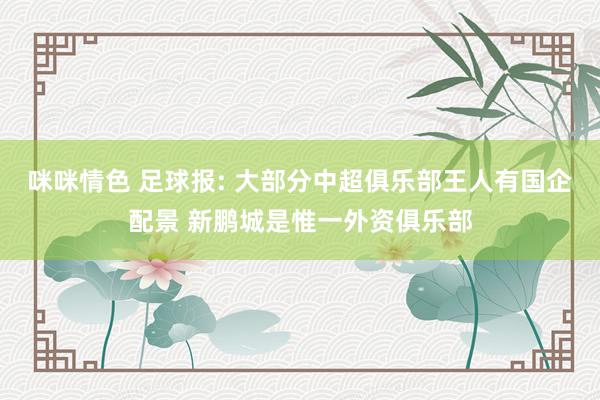 咪咪情色 足球报: 大部分中超俱乐部王人有国企配景 新鹏城是惟一外资俱乐部