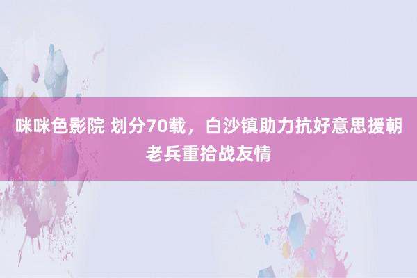咪咪色影院 划分70载，白沙镇助力抗好意思援朝老兵重拾战友情