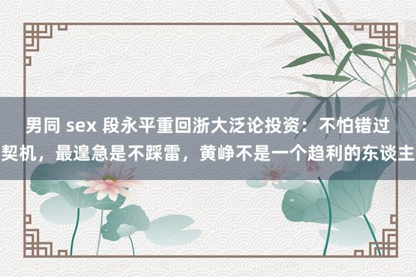男同 sex 段永平重回浙大泛论投资：不怕错过契机，最遑急是不踩雷，黄峥不是一个趋利的东谈主