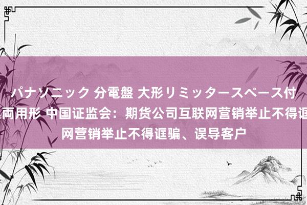 パナソニック 分電盤 大形リミッタースペース付 露出・半埋込両用形 中国证监会：期货公司互联网营销举止不得诓骗、误导客户