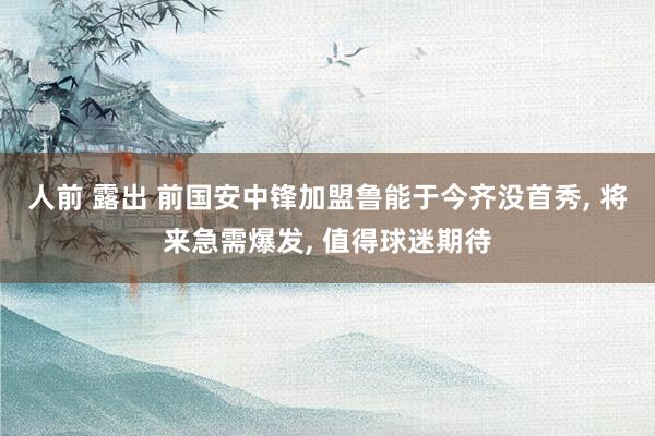 人前 露出 前国安中锋加盟鲁能于今齐没首秀, 将来急需爆发, 值得球迷期待