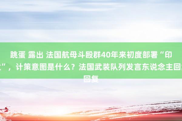 跳蛋 露出 法国航母斗殴群40年来初度部署“印太”，计策意图是什么？法国武装队列发言东说念主回复