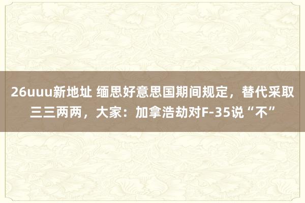 26uuu新地址 缅思好意思国期间规定，替代采取三三两两，大家：加拿浩劫对F-35说“不”