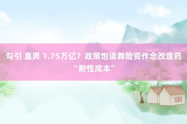 勾引 直男 1.75万亿？政策饱读舞险资作念改造药“耐性成本”