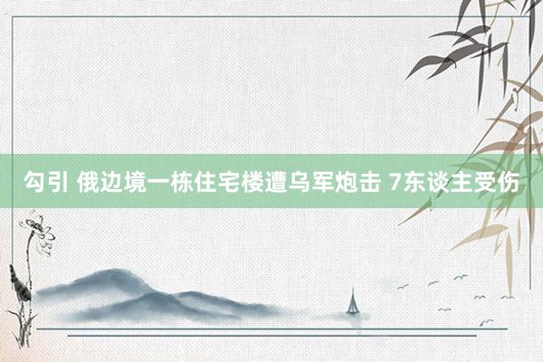 勾引 俄边境一栋住宅楼遭乌军炮击 7东谈主受伤
