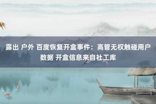 露出 户外 百度恢复开盒事件：高管无权触碰用户数据 开盒信息来自社工库