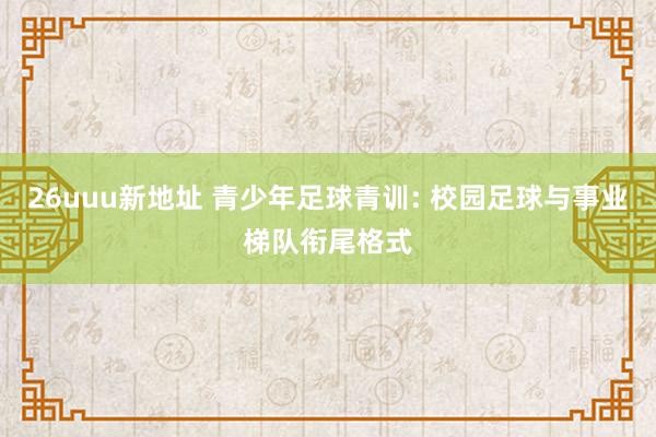 26uuu新地址 青少年足球青训: 校园足球与事业梯队衔尾格式
