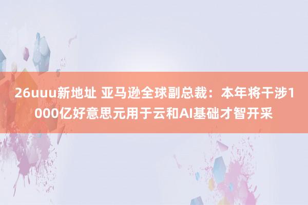 26uuu新地址 亚马逊全球副总裁：本年将干涉1000亿好意思元用于云和AI基础才智开采