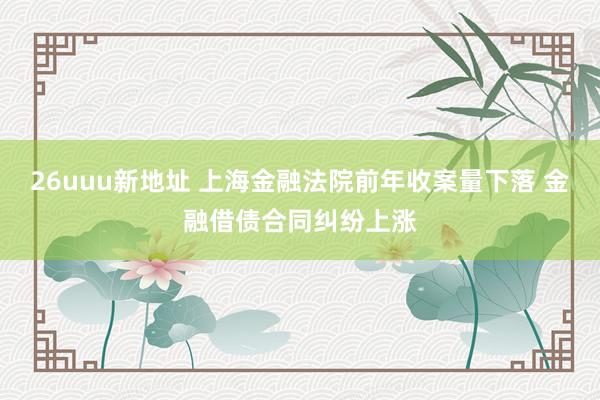 26uuu新地址 上海金融法院前年收案量下落 金融借债合同纠纷上涨