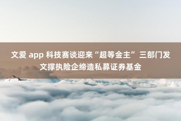 文爱 app 科技赛谈迎来“超等金主” 三部门发文撑执险企缔造私募证券基金