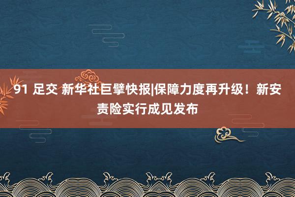 91 足交 新华社巨擘快报|保障力度再升级！新安责险实行成见发布
