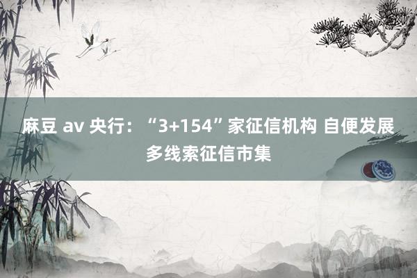 麻豆 av 央行：“3+154”家征信机构 自便发展多线索征信市集
