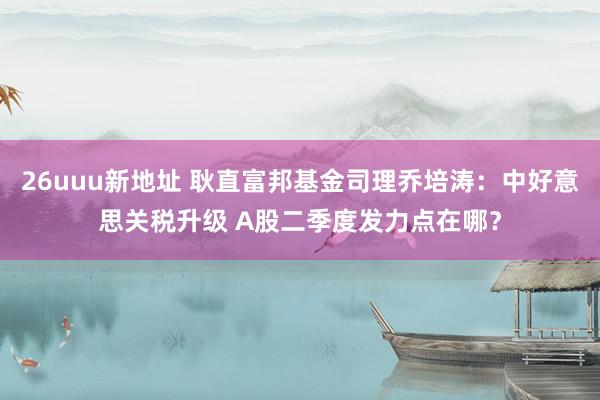 26uuu新地址 耿直富邦基金司理乔培涛：中好意思关税升级 A股二季度发力点在哪？