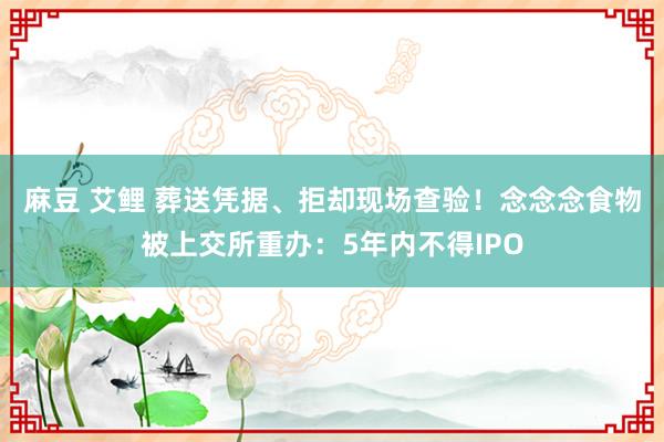 麻豆 艾鲤 葬送凭据、拒却现场查验！念念念食物被上交所重办：5年内不得IPO