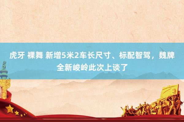 虎牙 裸舞 新增5米2车长尺寸、标配智驾，魏牌全新峻岭此次上谈了