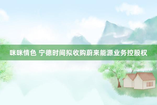 咪咪情色 宁德时间拟收购蔚来能源业务控股权