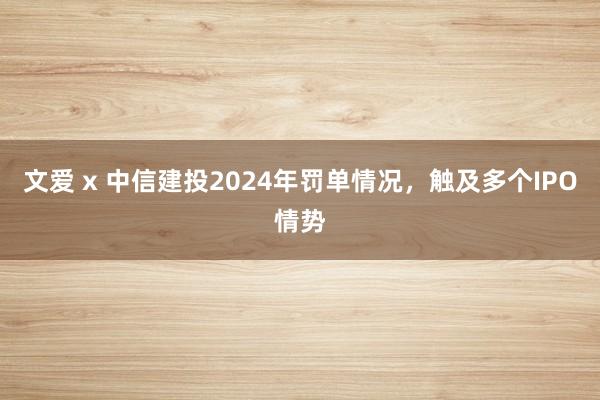 文爱 x 中信建投2024年罚单情况，触及多个IPO情势