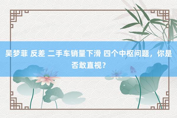 吴梦菲 反差 二手车销量下滑 四个中枢问题，你是否敢直视？
