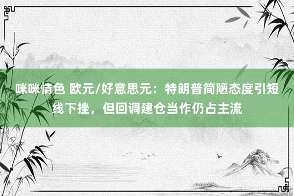 咪咪情色 欧元/好意思元：特朗普简陋态度引短线下挫，但回调建仓当作仍占主流