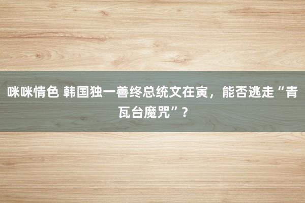 咪咪情色 韩国独一善终总统文在寅，能否逃走“青瓦台魔咒”？